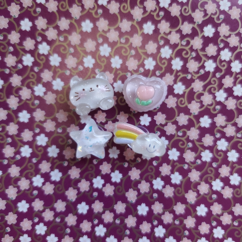 Cute Sparkly Clear Jibbits With Cat